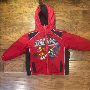 Vintage Marvel Heroes Puffer Jacket (2010) 3T Spider-Man Iron Man